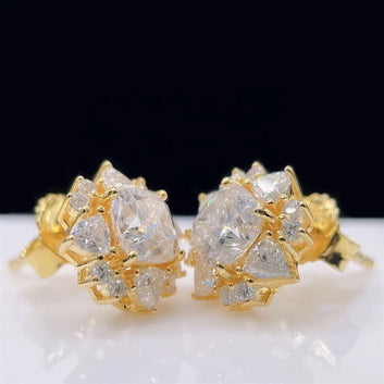 Lotus Stud Moissanite Earring