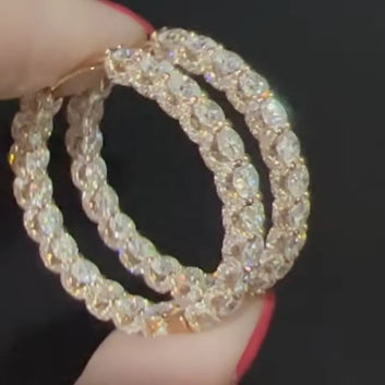Round Brilliant Cut Moissanite Large Hoop