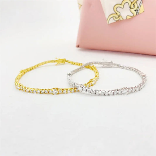 Moissanite Single Row Tennis Bracelet with Dual Size Stones