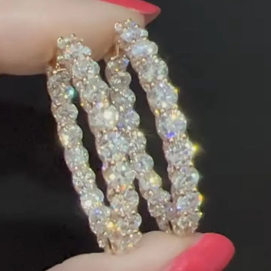 Round Brilliant Cut Moissanite Large Hoop