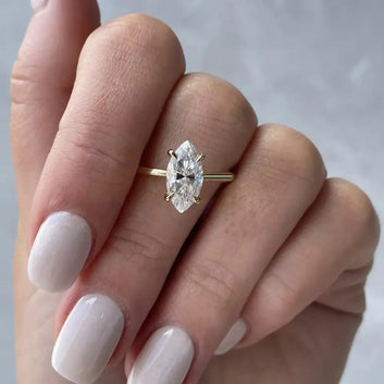 2Ct Marquise Moissanite Engagement Ring 10kt White Gold