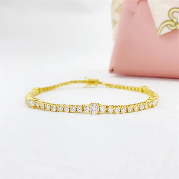 Moissanite Single Row Tennis Bracelet with Dual Size Stones