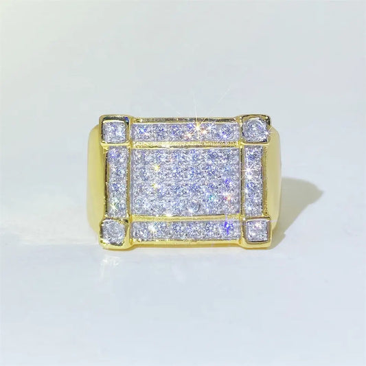 Square Cut Mens Lab Diamond Wedding Ring