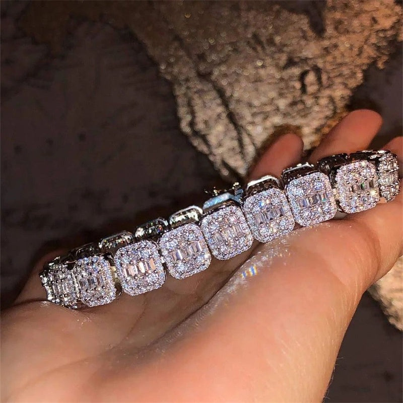 Moissanite Cluster Baguette Bracelet