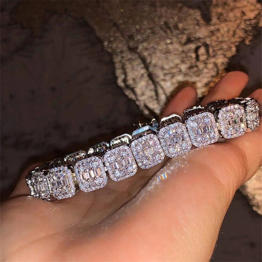 Moissanite Cluster Baguette Bracelet